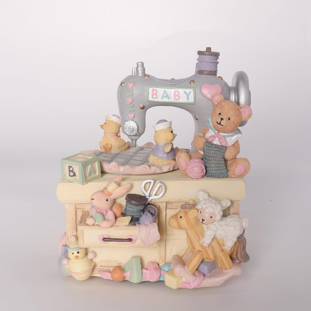 5439 Sewing Machine Music Box Cute Cat Element with Two Rotating Fittings